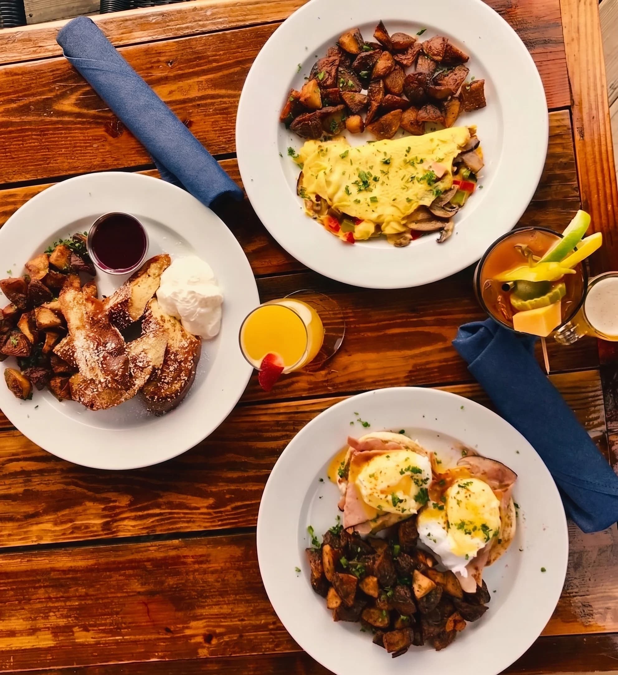 A brunch spread on the deck at The Boat House Bar & Grill