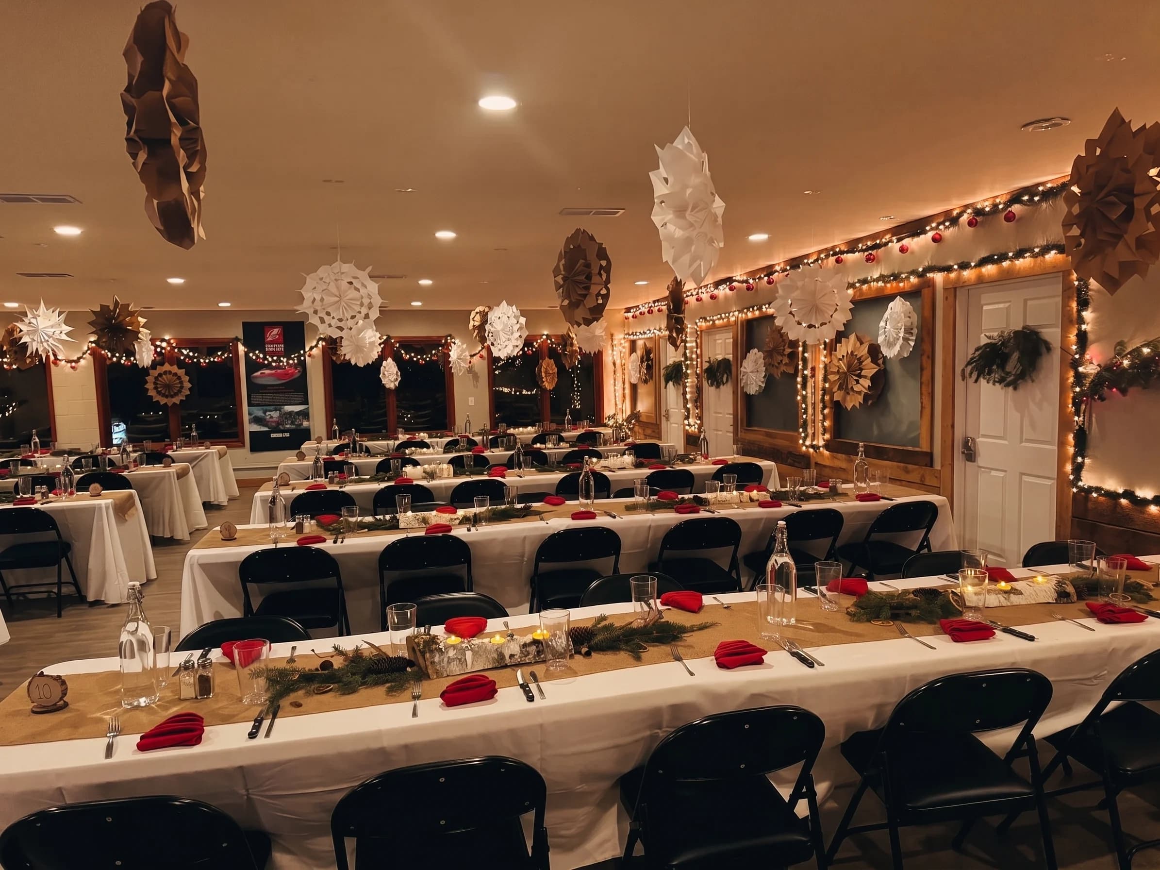 A catered holiday event set up by The Boat House Bar & Grill