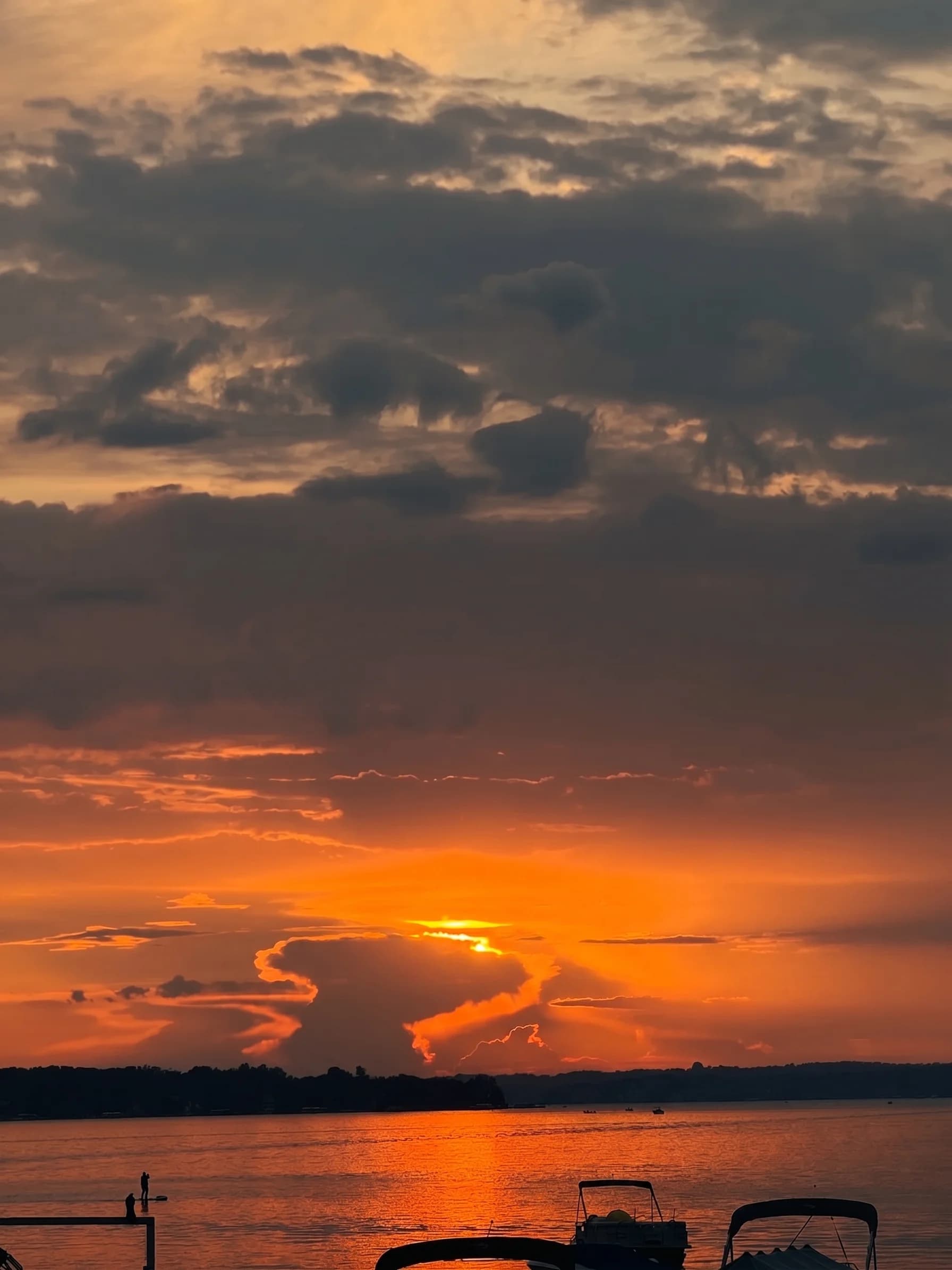 Sunset over Geneva Lake from the deck at The Boat House